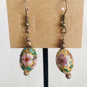 Vintage Cloisonné Pierced Earrings